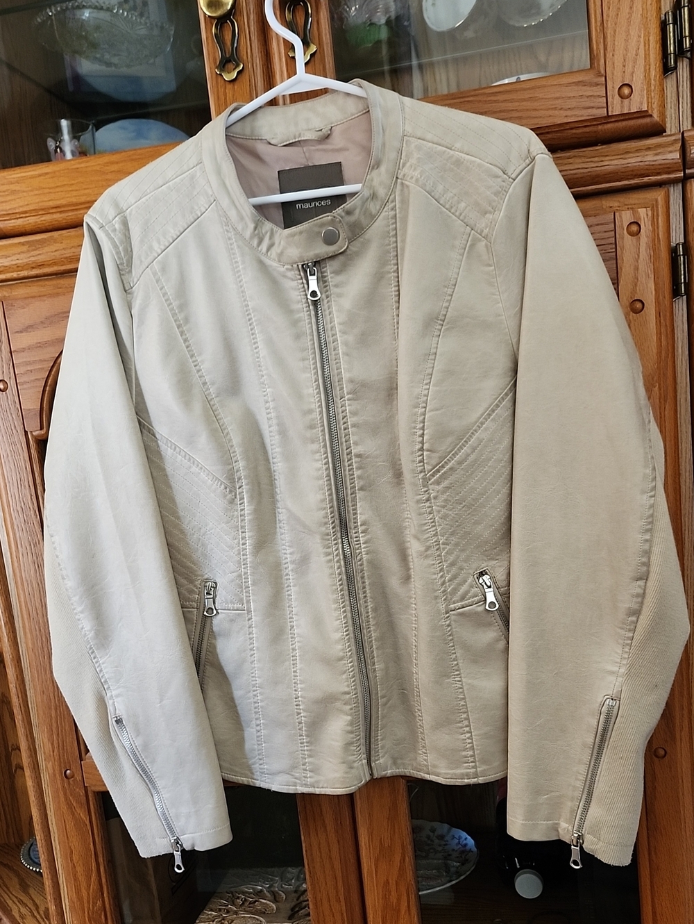 Maurices Light Cream Women's Zip Moto Jacket